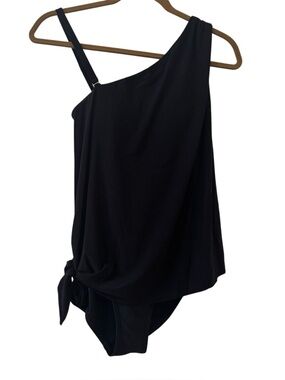 Beyond Control One-Shoulder Black Swimsuit with Side Tie NWT Size 6